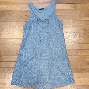 BeBop Sage Green Geometric Lace Mini Dress